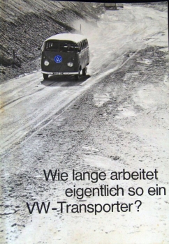 Volkswagen T1 Transporter Modellprogramm "Wie lange arbeitet so ein VW?" 1964 Automobilprospekt (2907)